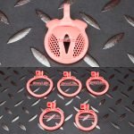 Pink Micro Cock Cage Honeycomb Vagina Small Chastity Cage Curved Ring - Image 9