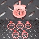 Pink Inverted Micro Cock Cage Honeycomb Pussy Small Chastity Cage Flat Ring - Image 9