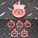 Pink Inverted Micro Cock Cage Honeycomb Pussy Small Chastity Cage Curved Ring - Image 9