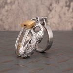 Dragon Scale Stainless Steel Chastity Cage Metal Cock Cage Flat Ring