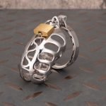 Hollow Stainless Steel Chastity Cage Metal Cock Cage Flat Ring