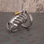 Stainless Steel Chastity Cage Metal Cock Cage Flat Ring