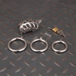 Hollow Stainless Steel Chastity Cage Metal Cock Cage Round Ring - Image 10