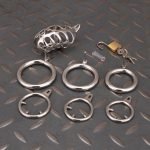 Hollow Stainless Steel Chastity Cage Metal Cock Cage With Anti Slip Ring - Image 10