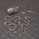 Hollow Stainless Steel Chastity Cage Metal Cock Cage Flat Ring - Image 10