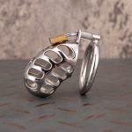 Hollow Stainless Steel Chastity Cage Metal Cock Cage Round Ring - Image 2