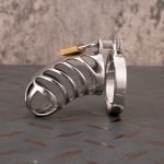 Stainless Steel Chastity Cage Metal Cock Cage Flat Ring - Image 2