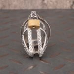 Dragon Scale Stainless Steel Chastity Cage Metal Cock Cage Flat Ring - Image 3