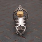 Stainless Steel Chastity Cage Metal Cock Cage Flat Ring - Image 3