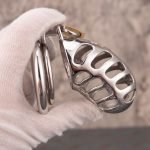 Hollow Stainless Steel Chastity Cage Metal Cock Cage With Anti Slip Ring - Image 4