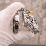 Dragon Scale Stainless Steel Chastity Cage Metal Cock Cage Flat Ring - Image 4