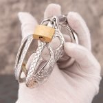 Dragon Scale Stainless Steel Chastity Cage Metal Cock Cage Round Ring - Image 4