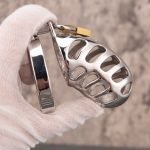 Hollow Stainless Steel Chastity Cage Metal Cock Cage Flat Ring - Image 4