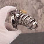 Stainless Steel Chastity Cage Metal Cock Cage Flat Ring - Image 4
