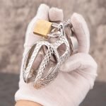 Dragon Scale Stainless Steel Chastity Cage Metal Cock Cage Flat Ring - Image 5