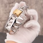Hollow Stainless Steel Chastity Cage Metal Cock Cage Round Ring - Image 5