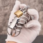 Stainless Steel Chastity Cage Metal Cock Cage Flat Ring - Image 5