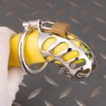 Hollow Stainless Steel Chastity Cage Metal Cock Cage Round Ring - Image 6