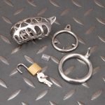 Hollow Stainless Steel Chastity Cage Metal Cock Cage With Anti Slip Ring - Image 7