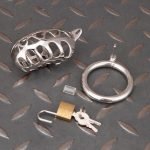 Hollow Stainless Steel Chastity Cage Metal Cock Cage Round Ring - Image 7