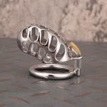 Hollow Stainless Steel Chastity Cage Metal Cock Cage Round Ring - Image 8