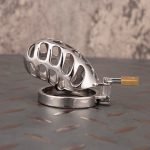 Hollow Stainless Steel Chastity Cage Metal Cock Cage Flat Ring - Image 8