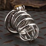 Small Stainless Steel Chastity Cage Metal Cock Cage Spikes Round Ring-04