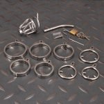 Stainless Steel Chastity Cage Metal Cock Cage Flat Ring With Urinary Catheter And Anti Slip Ring - Image 10