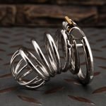 Small Stainless Steel Chastity Cage Metal Cock Cage Spikes Round Ring-04 - Image 2