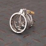 Stainless Steel Chastity Cage Metal Cock Cage Flat Ring With Urinary Catheter And Anti Slip Ring - Image 3