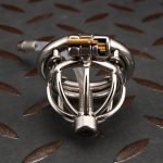 Small Stainless Steel Chastity Cage Metal Cock Cage Spikes Round Ring With Urethral Catheter-01 - Image 4