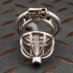 Small Stainless Steel Chastity Cage Metal Cock Cage Spikes Round Ring With Urethral Catheter-02 - Image 3