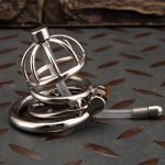 Small Stainless Steel Chastity Cage Metal Cock Cage Spikes Round Ring With Urethral Catheter-02 - Image 4