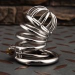 Small Stainless Steel Chastity Cage Metal Cock Cage Spikes Round Ring-04 - Image 4