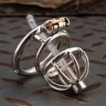 Small Stainless Steel Chastity Cage Metal Cock Cage Spikes Round Ring With Urethral Catheter-02 - Image 5