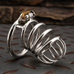 Small Stainless Steel Chastity Cage Metal Cock Cage Spikes Round Ring-04 - Image 6