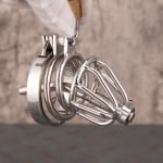 Stainless Steel Chastity Cage Metal Cock Cage Flat Ring With Urinary Catheter And Anti Slip Ring - Image 6