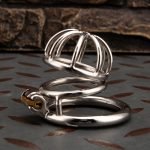 Small Stainless Steel Chastity Cage Metal Cock Cage Spikes Round Ring-02 - Image 7