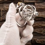 Small Stainless Steel Chastity Cage Metal Cock Cage Spikes Round Ring With Urethral Catheter-02 - Image 6