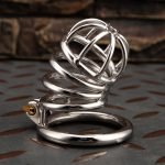 Small Stainless Steel Chastity Cage Metal Cock Cage Spikes Round Ring-04 - Image 5