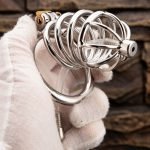Small Stainless Steel Chastity Cage Metal Cock Cage Spikes Round Ring With Urethral Catheter-04 - Image 6