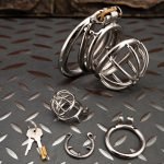 Small Stainless Steel Chastity Cage Metal Cock Cage Spikes Round Ring-02 - Image 8
