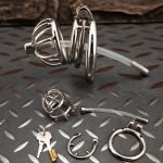 Small Stainless Steel Chastity Cage Metal Cock Cage Spikes Round Ring With Urethral Catheter-02 - Image 7