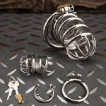 Small Stainless Steel Chastity Cage Metal Cock Cage Spikes Round Ring-04 - Image 8