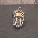 Stainless Steel Chastity Cage Metal Cock Cage Flat Ring With Urinary Catheter And Anti Slip Ring - Image 8