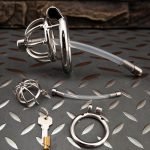 Small Stainless Steel Chastity Cage Metal Cock Cage Spikes Round Ring With Urethral Catheter-01 - Image 8