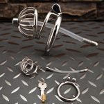 Small Stainless Steel Chastity Cage Metal Cock Cage Spikes Round Ring With Urethral Catheter-02 - Image 8