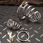 Small Stainless Steel Chastity Cage Metal Cock Cage Spikes Round Ring-04 - Image 9