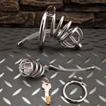 Small Stainless Steel Chastity Cage Metal Cock Cage Spikes Round Ring With Urethral Catheter-04 - Image 8