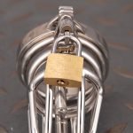Stainless Steel Chastity Cage Metal Cock Cage Flat Ring With Urinary Catheter And Anti Slip Ring - Image 9